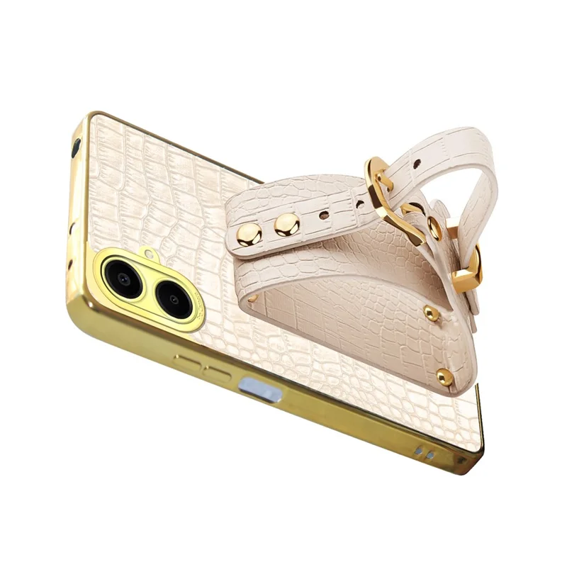 Для Браслета Samsung Galaxy A06 Case Bristant Kickstend Leather+TPU 6D Copeplate Phone Cope - Белый