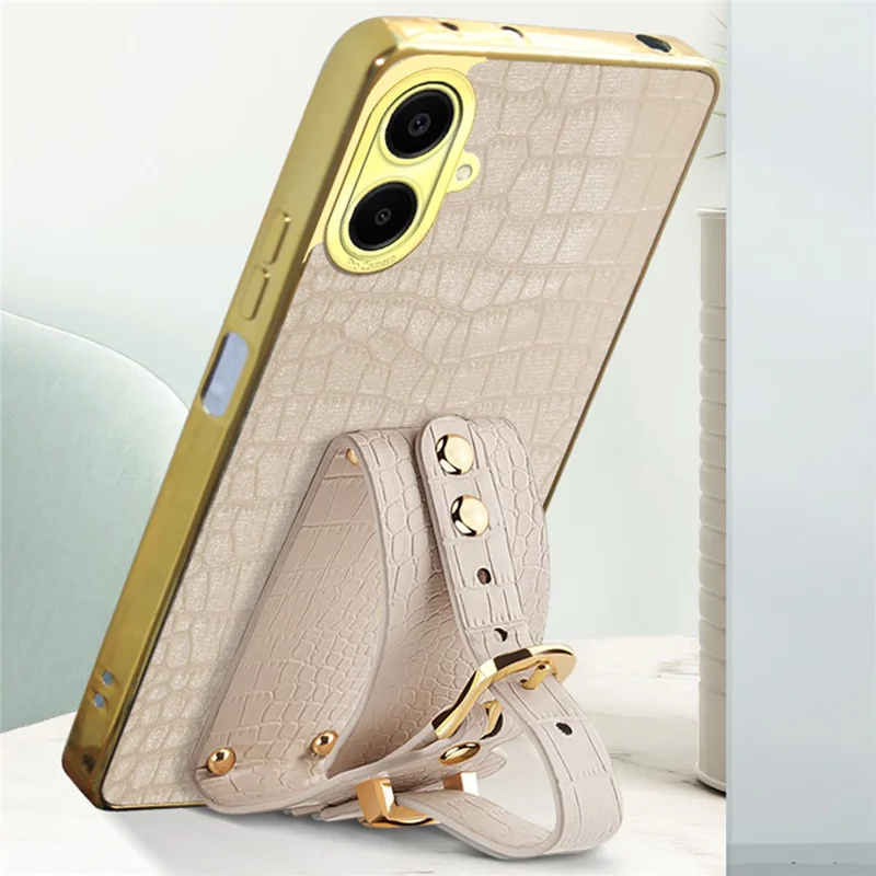 Для Браслета Samsung Galaxy A06 Case Bristant Kickstend Leather+TPU 6D Copeplate Phone Cope - Белый
