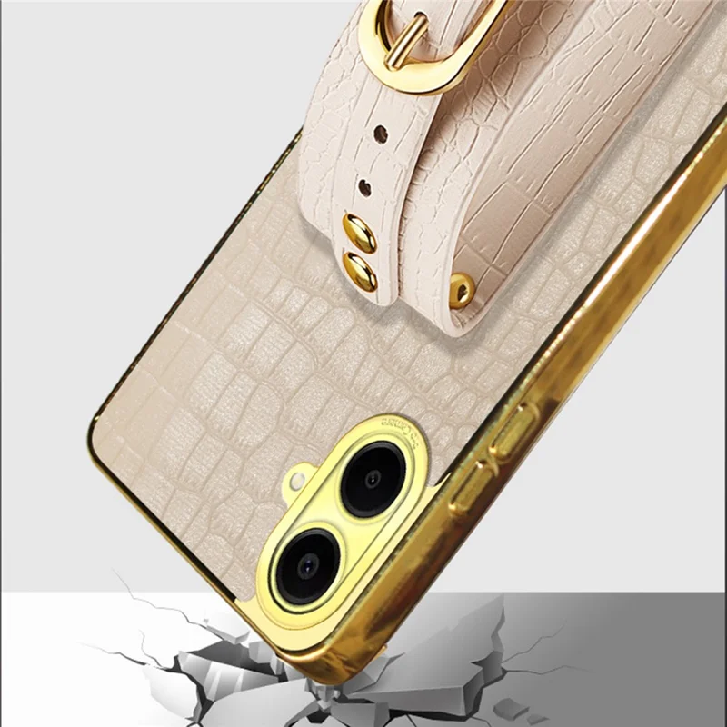 Для Браслета Samsung Galaxy A06 Case Bristant Kickstend Leather+TPU 6D Copeplate Phone Cope - Белый