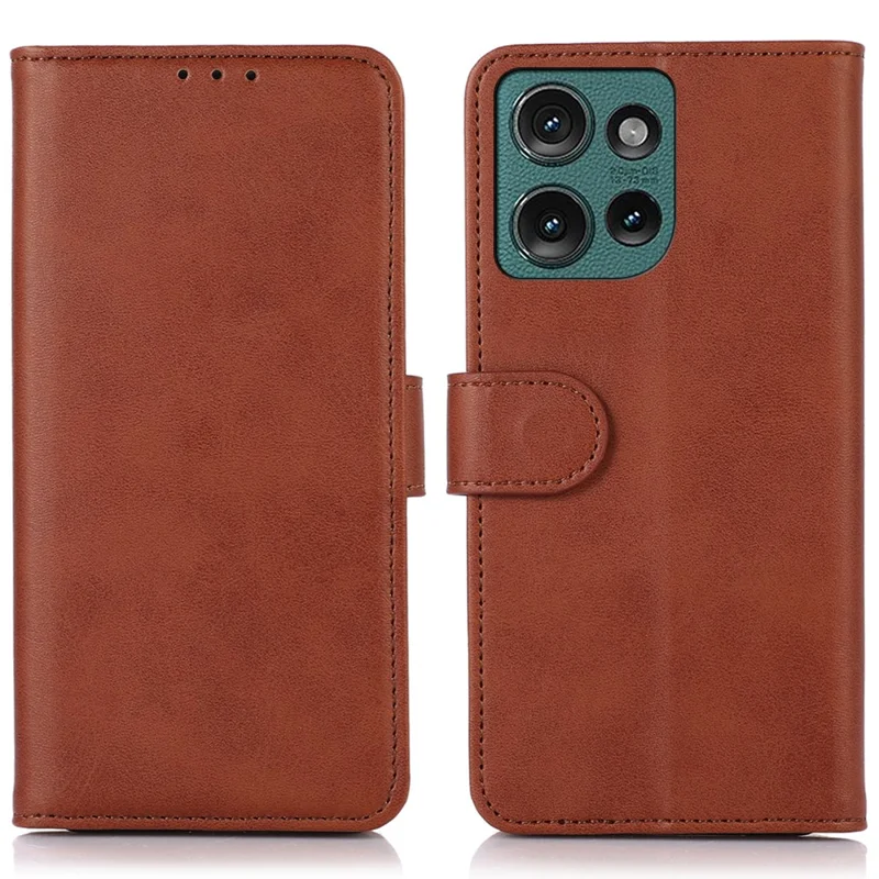 Per Motorola Edge 50 5G Case Cowhide Texture Leather Wallet Phone Cover with Stand - Marrone