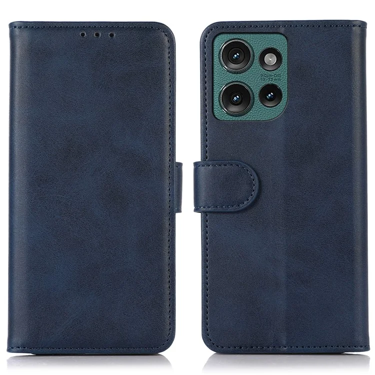 Para Motorola Edge 50 Neo 5G / Moto S50 5G / Thinkphone 25 5G Caja de Textura de Cuero de Vaca con Soporte y Billetera - Azul