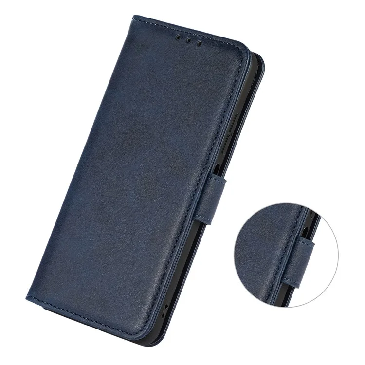 Para Motorola Edge 50 Neo 5G / Moto S50 5G / Thinkphone 25 5G Caja de Textura de Cuero de Vaca con Soporte y Billetera - Azul
