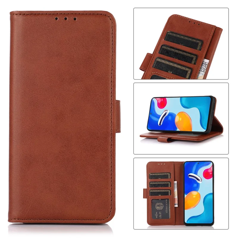 Pour Xiaomi Redmi 14C 4G Case de Vache de Vache Texture Portefeuille en Cuir Couverture de Téléphone Avec Support - Brun