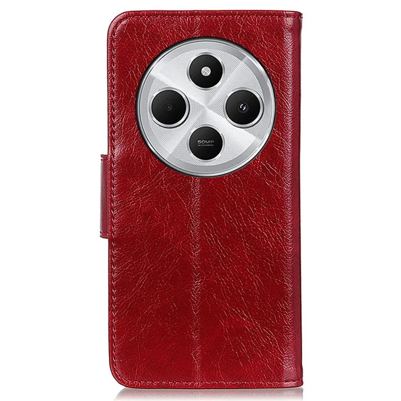 Para Xiaomi Redmi 14C 4G Case Nappa Textura División de Cuero de Cuero Cubierta de Teléfono - Rojo