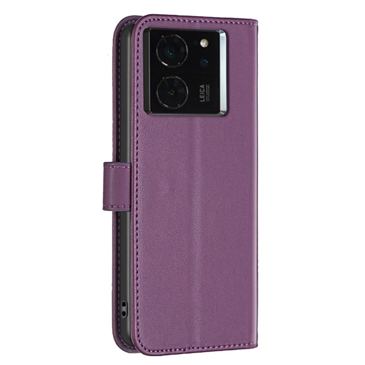 BINFEN COLOR BF17 For Xiaomi 14T Pro Case Wallet Folio Flip Leather Cover - Dark Purple