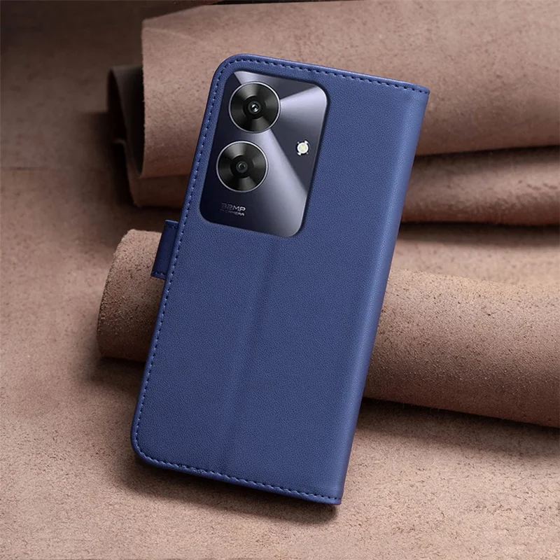 BINFEN COLOR BF17 For Realme Note 60 / Note 60x 4G / C63 4G / C61 4G Case Wallet Folio Flip Leather Phone Cover - Blue