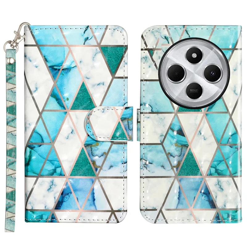 Pour Xiaomi Redmi 14C 4G Case 3D Motement Imprimé Téléphon - Marbre Vert