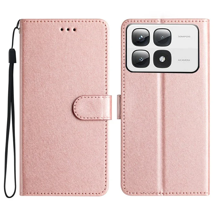 Para Xiaomi 14T Pro Wallet Case Folio Folio Tobado Tapa Magnética Broche - Oro Rosa