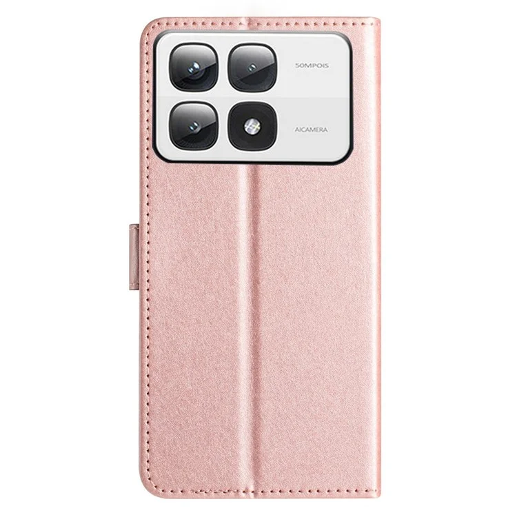 Para Xiaomi 14T Pro Wallet Case Folio Folio Tobado Tapa Magnética Broche - Oro Rosa