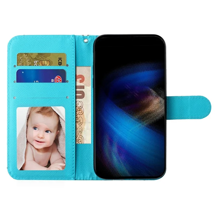 For Xiaomi 14T Case 3D Pattern Printed Phone Leather Phone Cover - Blue Gold Butterflies