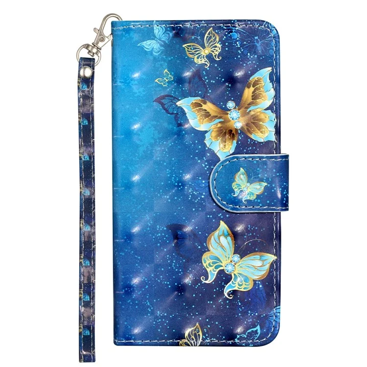 For Xiaomi 14T Pro Case 3D Pattern Printed Phone Leather Phone Cover - Blue Gold Butterflies