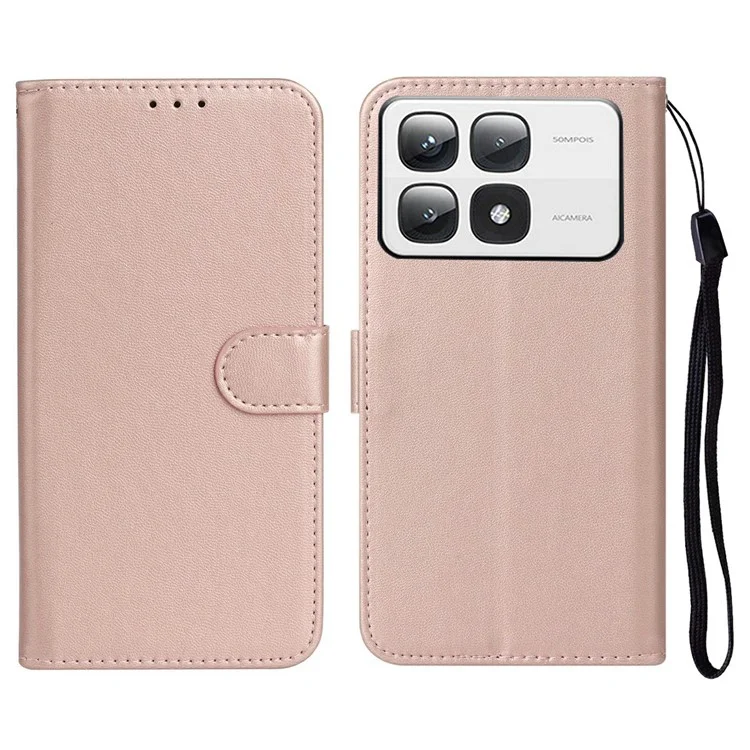 Para Xiaomi 14t Pro Case PU Pul Flip Telécono Tepla de la Carda de la Tarjeta de la Carda - Oro Rosa
