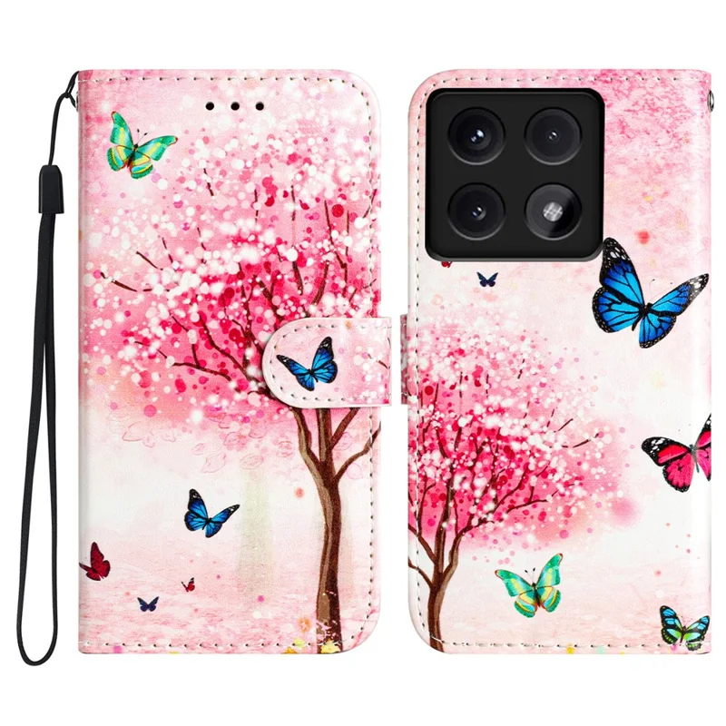 For Xiaomi 14T Wallet Case Printed Pattern Design Leather Phone Cover - Cherry Blossoms Tree