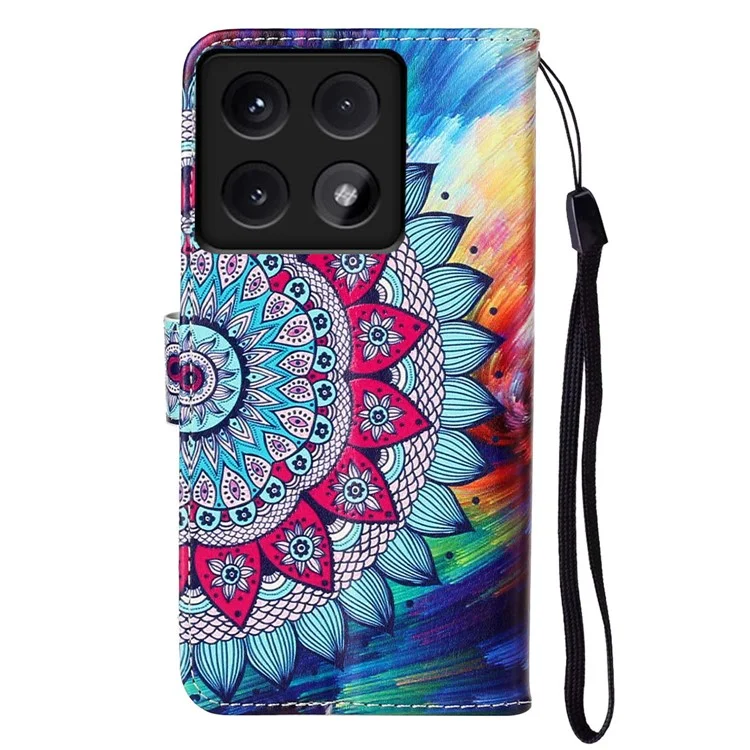 Para Xiaomi 14T Case Pattern Leather Wallet Phone Cover com Porta-Cartões - Flor Mandala