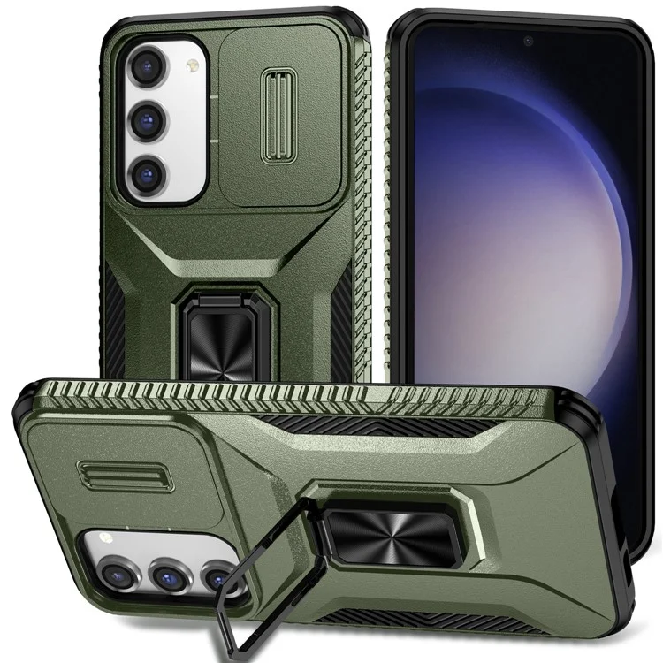 Per Samsung Galaxy S23+ Case Camshield Kickstand Tpu+ pc Copertina di Telefono Anti-slip - Verde
