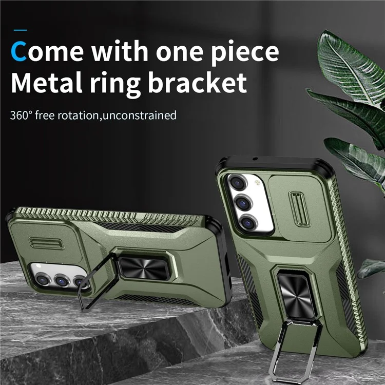 Per Samsung Galaxy S23+ Case Camshield Kickstand Tpu+ pc Copertina di Telefono Anti-slip - Verde