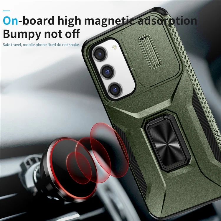 Per Samsung Galaxy S23+ Case Camshield Kickstand Tpu+ pc Copertina di Telefono Anti-slip - Verde
