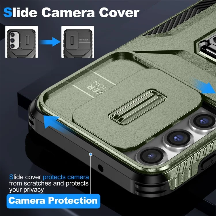 Per Samsung Galaxy S23+ Case Camshield Kickstand Tpu+ pc Copertina di Telefono Anti-slip - Verde