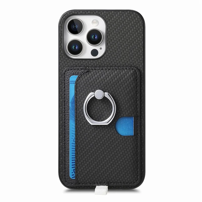Para Iphone 16 Pro Max Caso Ring Kickstand Cover Back Toup Com Portador Magnético de Cartão Destacável - Preto