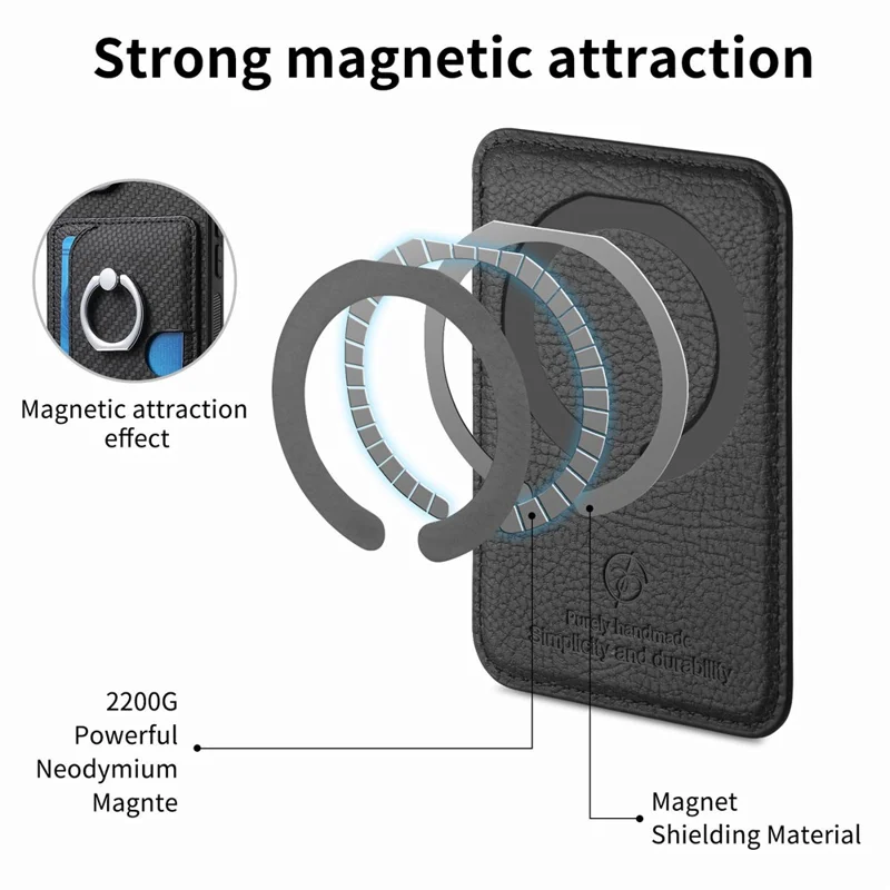 Para Iphone 16 Pro Max Caso Ring Kickstand Cover Back Toup Com Portador Magnético de Cartão Destacável - Preto