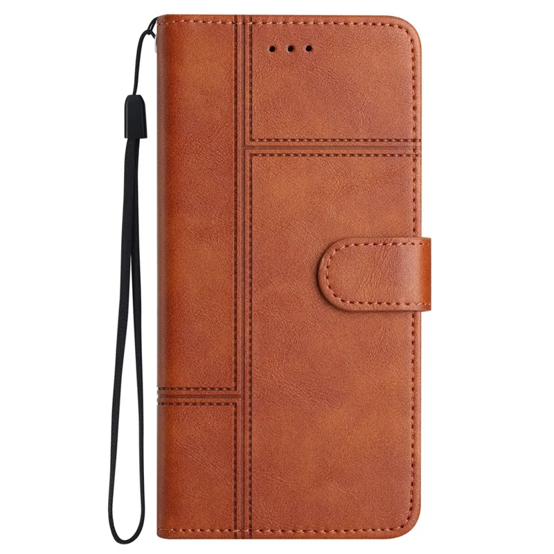 Para Xiaomi 14t Case Line Impresso a Capa do Telefone da Carteira de Couro PU - Marrom