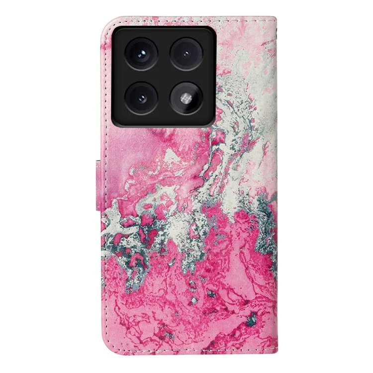 For Xiaomi 14T Case Pattern PU Leather Flip Phone Cover - Pink Seawater Marble