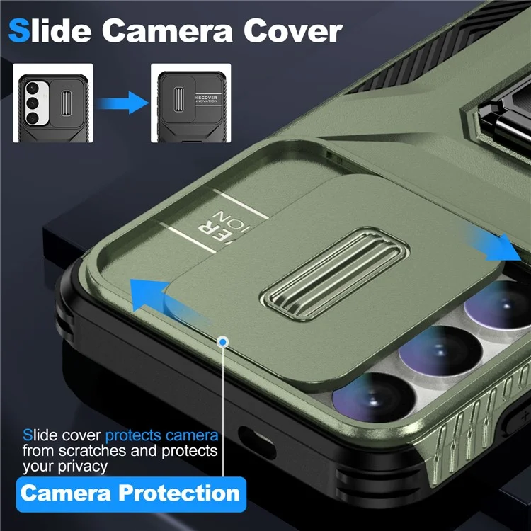 Per Samsung Galaxy S24+ Case Camshield Kickstand Tpu+ pc Copertina di Telefono Anti-slip - Verde