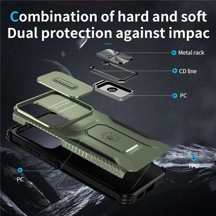 Per Samsung Galaxy S24+ Case Camshield Kickstand Tpu+ pc Copertina di Telefono Anti-slip - Verde