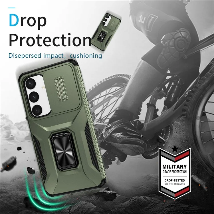 Per Samsung Galaxy S24+ Case Camshield Kickstand Tpu+ pc Copertina di Telefono Anti-slip - Verde