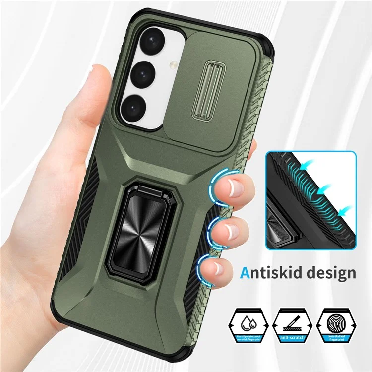 Per Samsung Galaxy S24+ Case Camshield Kickstand Tpu+ pc Copertina di Telefono Anti-slip - Verde