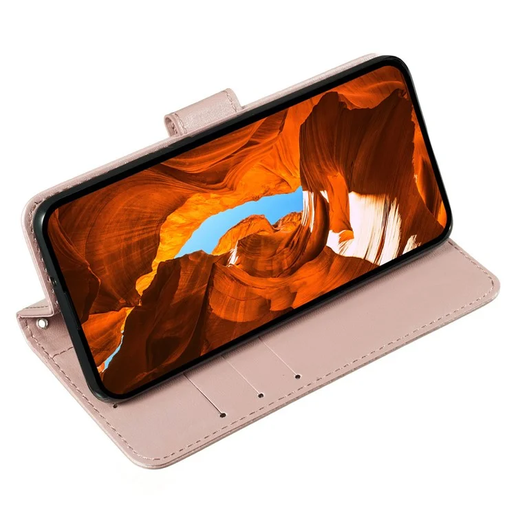 Для Motorola Edge 50 5G Case Cute Flip Phone Cover Cople Coled Card Plot Plot Slot - Розовое Золото