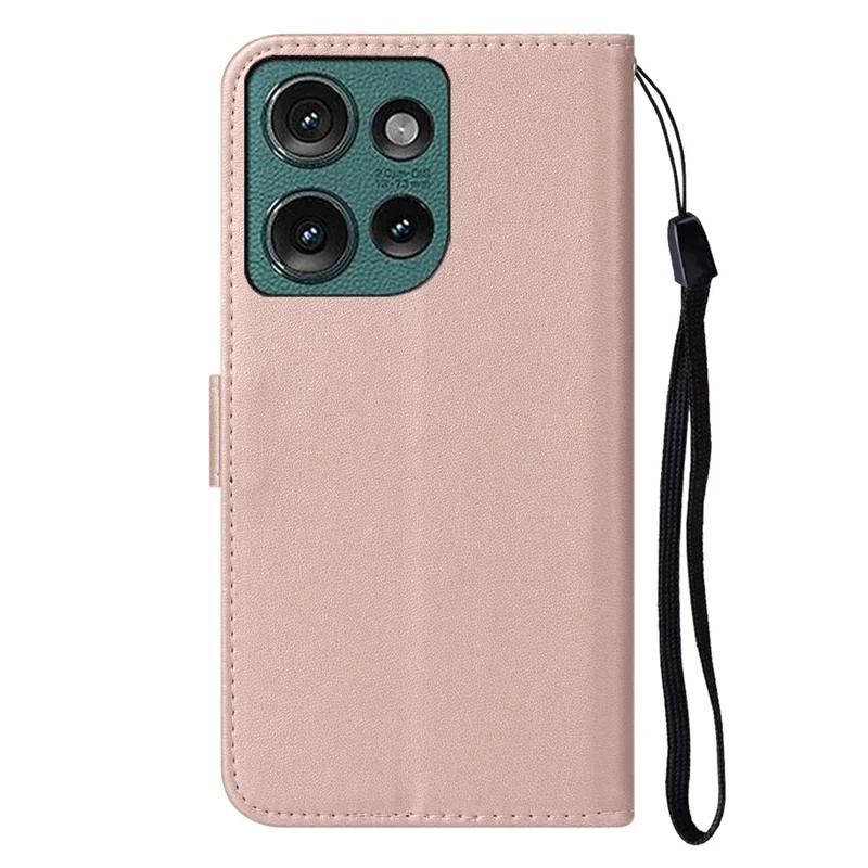 Для Motorola Edge 50 5G Case Cute Flip Phone Cover Cople Coled Card Plot Plot Slot - Розовое Золото