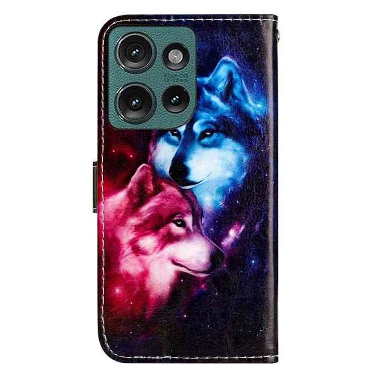 Per Motorola Edge 50 5G Wallet Casela Stampata Design Copertina Per Telefono in Pelle - Coppia Lupo