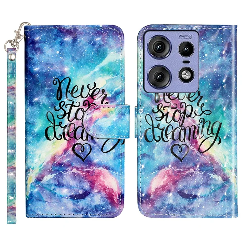 For Motorola Edge 50 Pro 5G Case 3D-mønsterprintet telefonlæderdæksel - Stjerneskylag