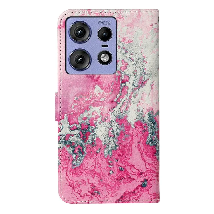 For Motorola Edge 50 Pro 5G Case Pattern PU Leather Flip Phone Cover - Pink Seawater Marble