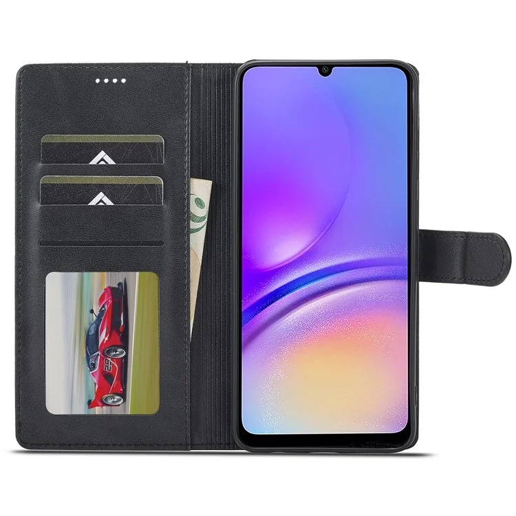 LC.IMEEKE For Samsung Galaxy A06 4G Case Calf Texture PU Leather Stand Wallet Phone Cover - Black
