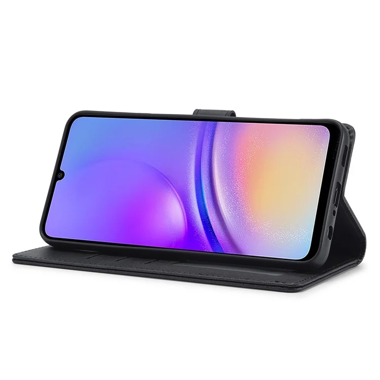 LC.IMEEKE For Samsung Galaxy A06 4G Case Calf Texture PU Leather Stand Wallet Phone Cover - Black