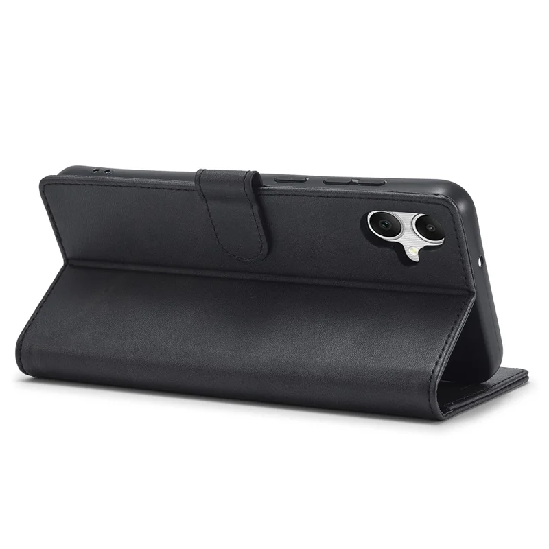 LC.IMEEKE For Samsung Galaxy A06 4G Case Calf Texture PU Leather Stand Wallet Phone Cover - Black