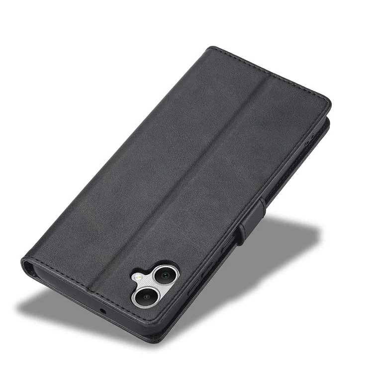 LC.IMEEKE For Samsung Galaxy A06 4G Case Calf Texture PU Leather Stand Wallet Phone Cover - Black