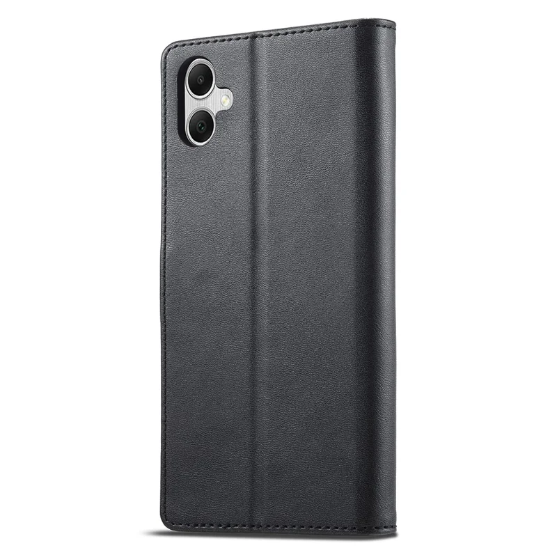 LC.IMEEKE For Samsung Galaxy A06 4G Case Calf Texture PU Leather Stand Wallet Phone Cover - Black