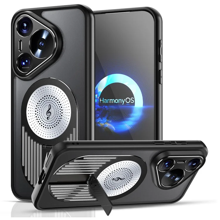 Für Huawei Pura 70 Pro+ / Pura 70 Pro Case Kompatibel Mit Magsafe Wärme Dissipation Aromatherapie Kickstand Silikon+pc -telefonabdeckung - Schwarz