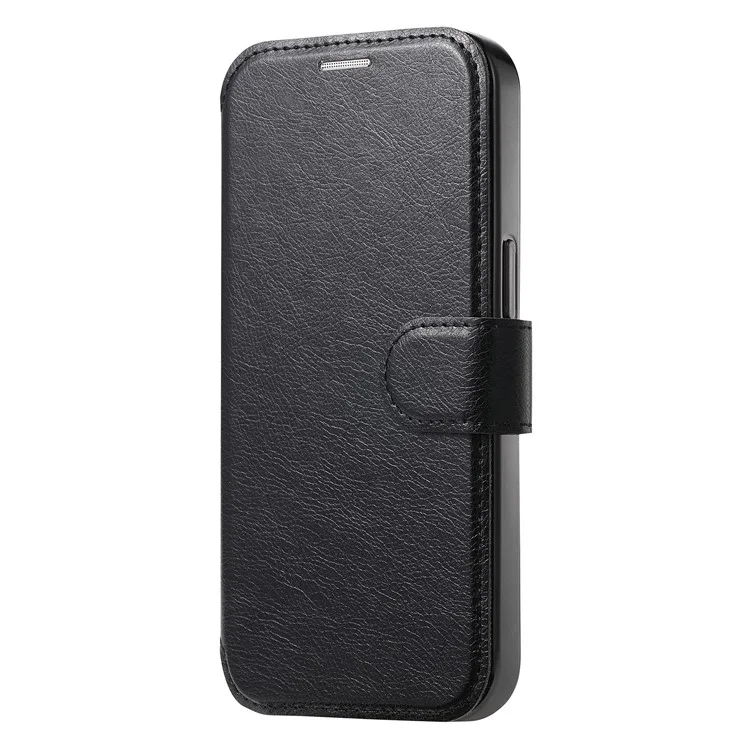 CASENEO Para iPhone 16 Plus Case com Filme de Lente TPU Shell Interno Destacável Capa de Telefone de Couro - Preto