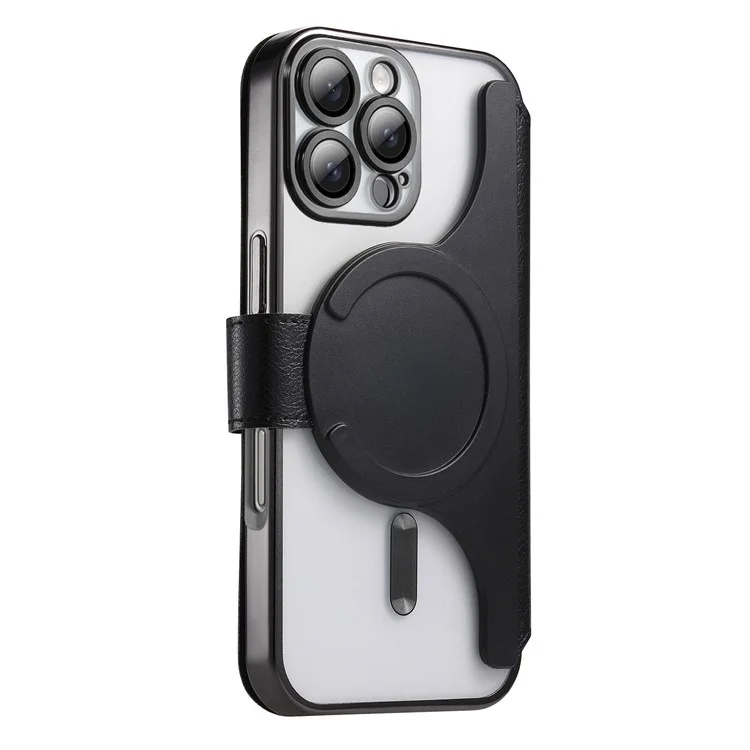 CASENEO Чехол для iPhone 16 Pro Max с пленкой для объектива, внутренней оболочкой из TPU и съемной кожаной крышкой - черный