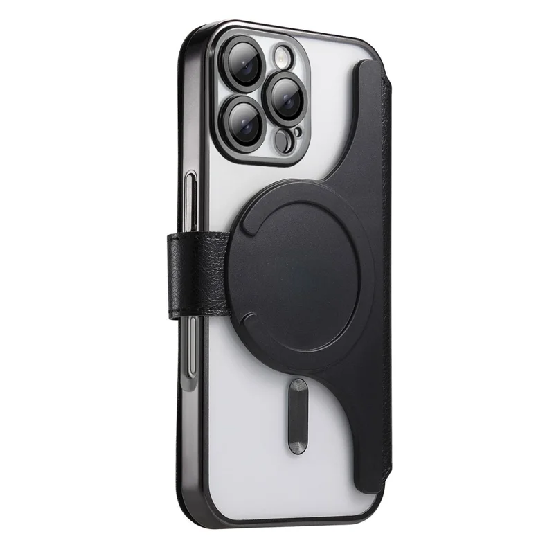 CASENEO For iPhone 16 Pro Case with Lens Film TPU Inner Shell Detachable Leather Phone Cover - Black