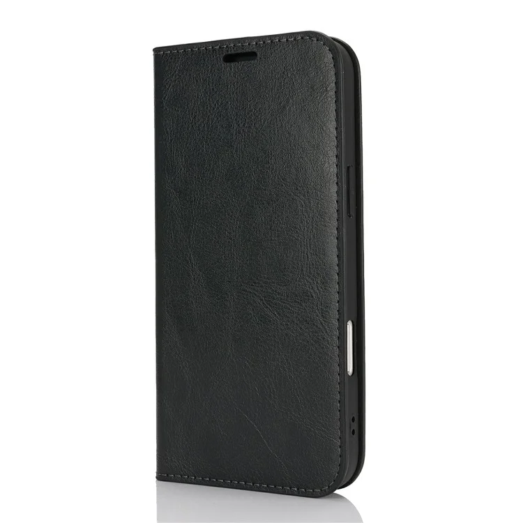 Чехол для iPhone 16 Crazy Horse Texture Split Leather Wallet Phone Cover - Чёрный
