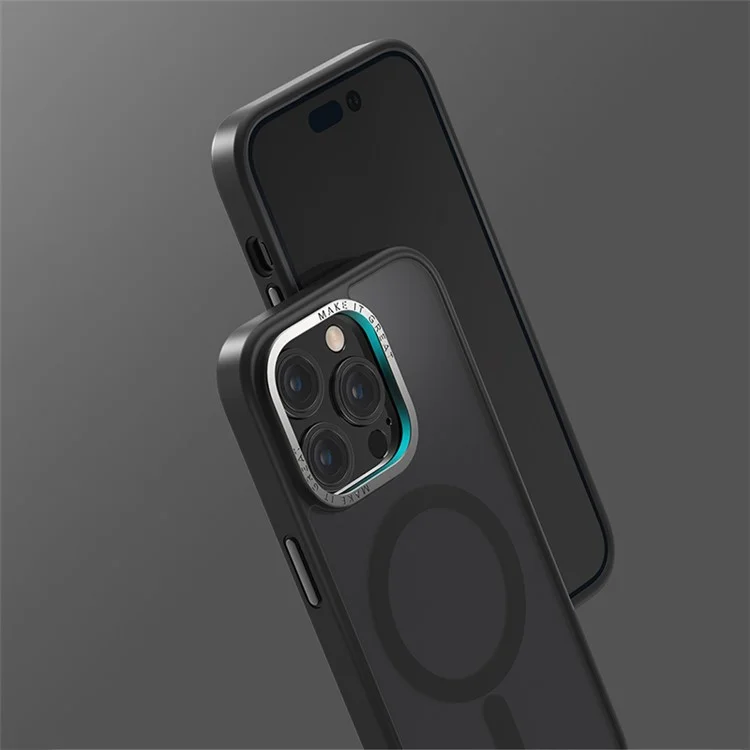 MOMAX CP for iPhone 14 Pro Max Magnetic Case Compatible with Magsafe, Anti-Scratch Hard PC Soft TPU Matte Cover - Black