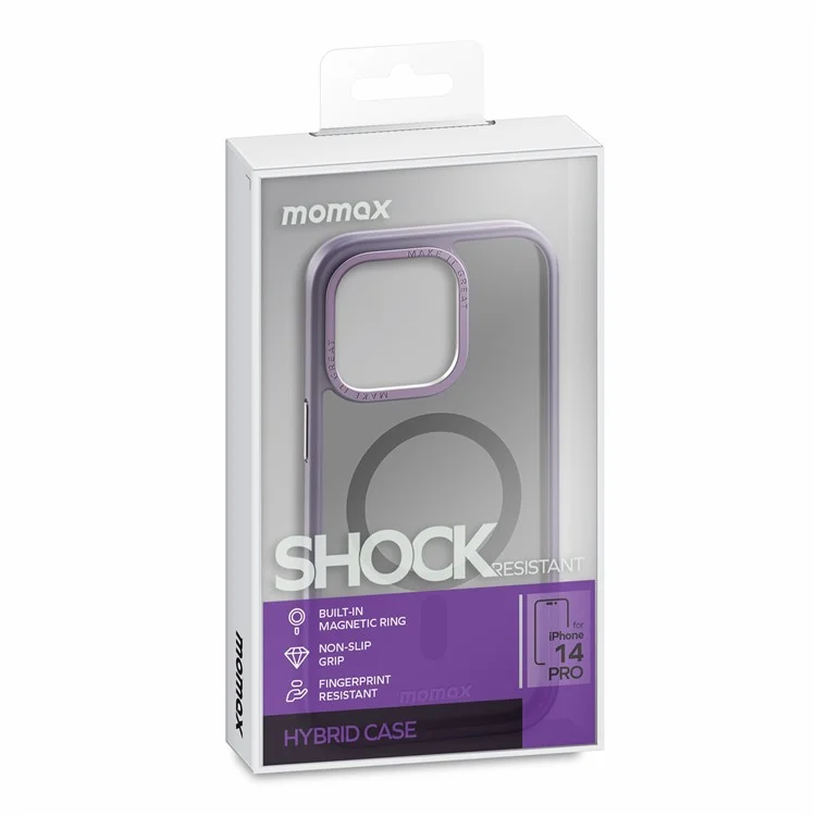 MOMAX CP for iPhone 14 Pro Max Magnetic Case Compatible with Magsafe, Anti-Scratch Hard PC Soft TPU Matte Cover - Black