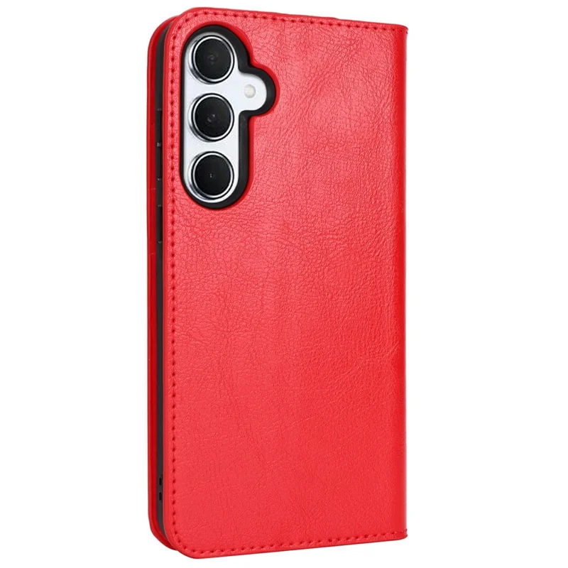 Para Samsung Galaxy S24 fe Case Crazy Horse Textura División de Cuero Split Willet Cover - Rojo
