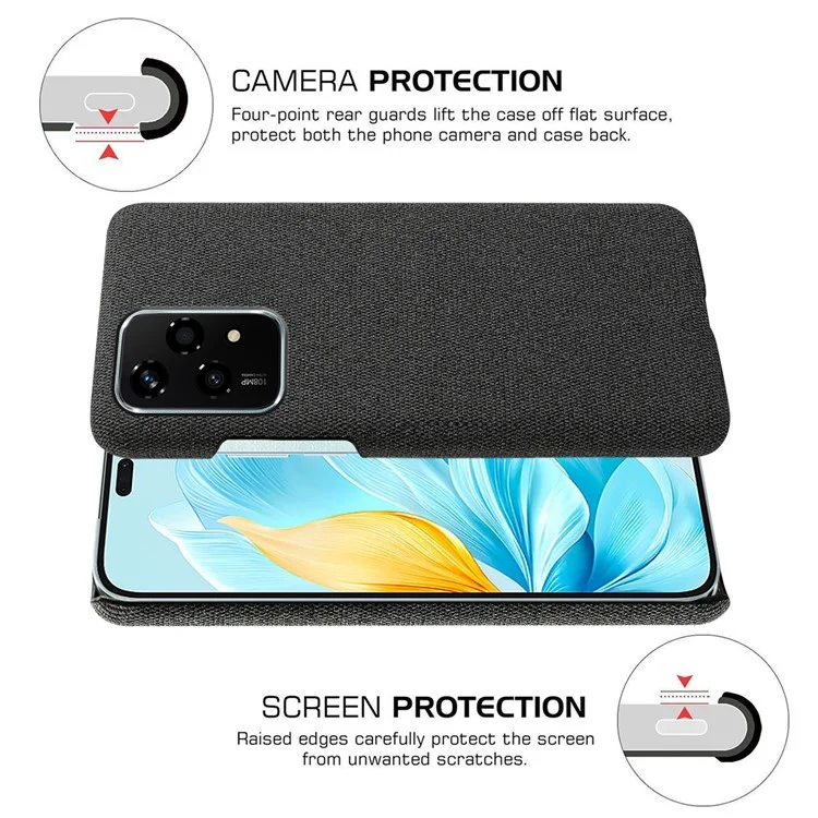 Per Onore 200 Cover Del Telefono Per PC Anti-scratch di Texture di Tessuto Lite - Nero
