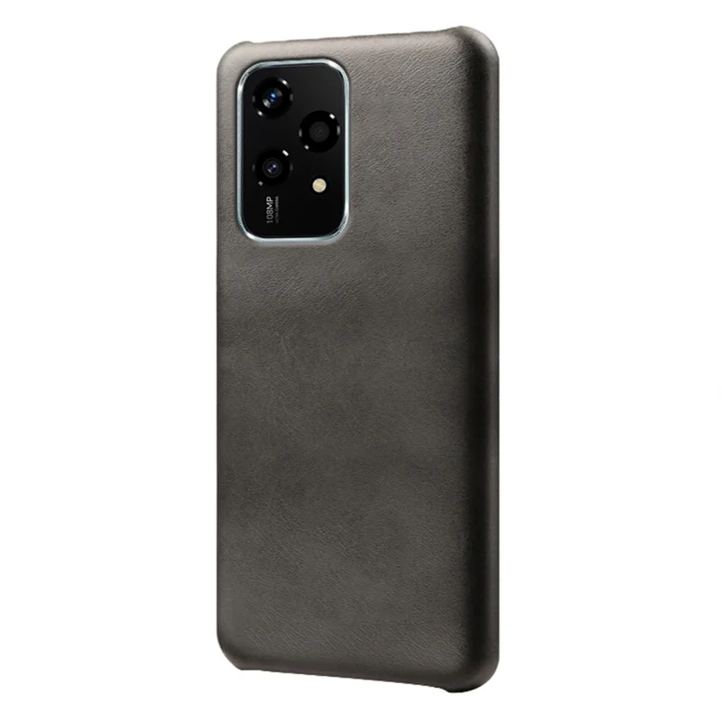 For Honor 200 Lite Case Calf Texture PU Leather Hard PC Protective Phone Cover - Black